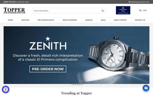 Topper Fine Jewelers website screenshot