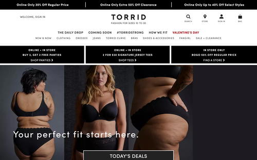 Torrid website screenshot