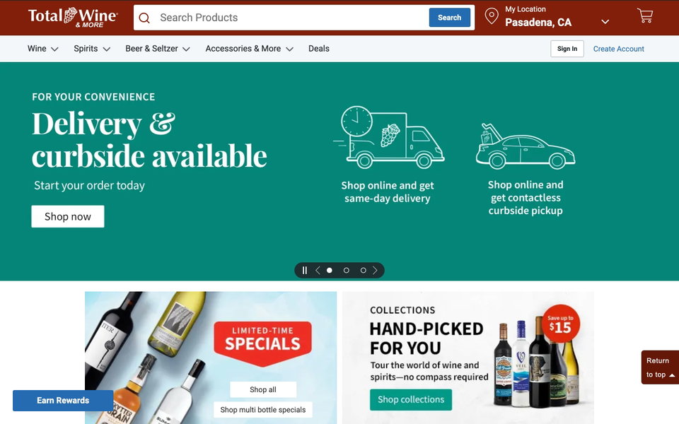 Total Wine & More website