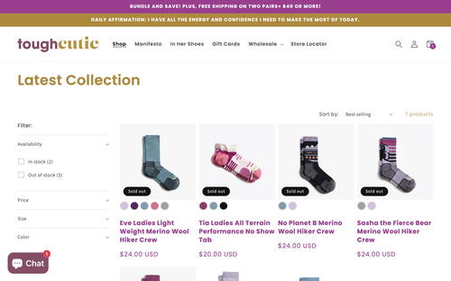 Tough Cutie website screenshot