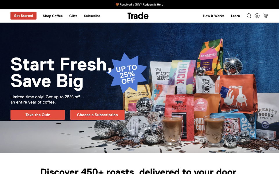 Trade Coffee website