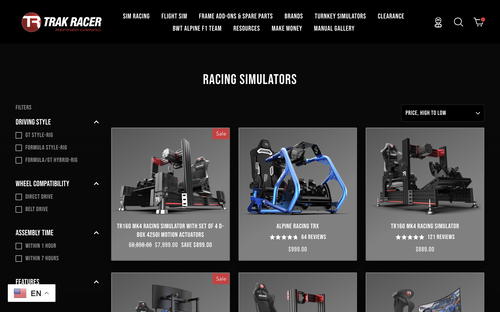 Trak Racer website screenshot