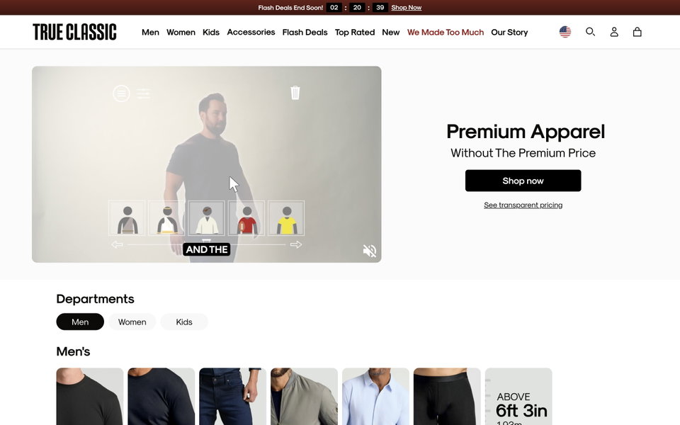 True Classic website