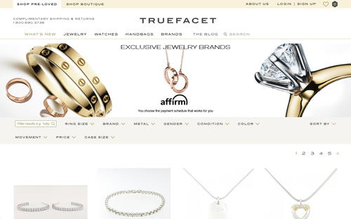 TrueFacet website screenshot