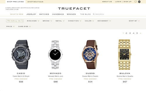 TrueFacet website screenshot