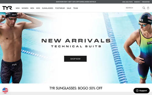 TYR Sport website screenshot
