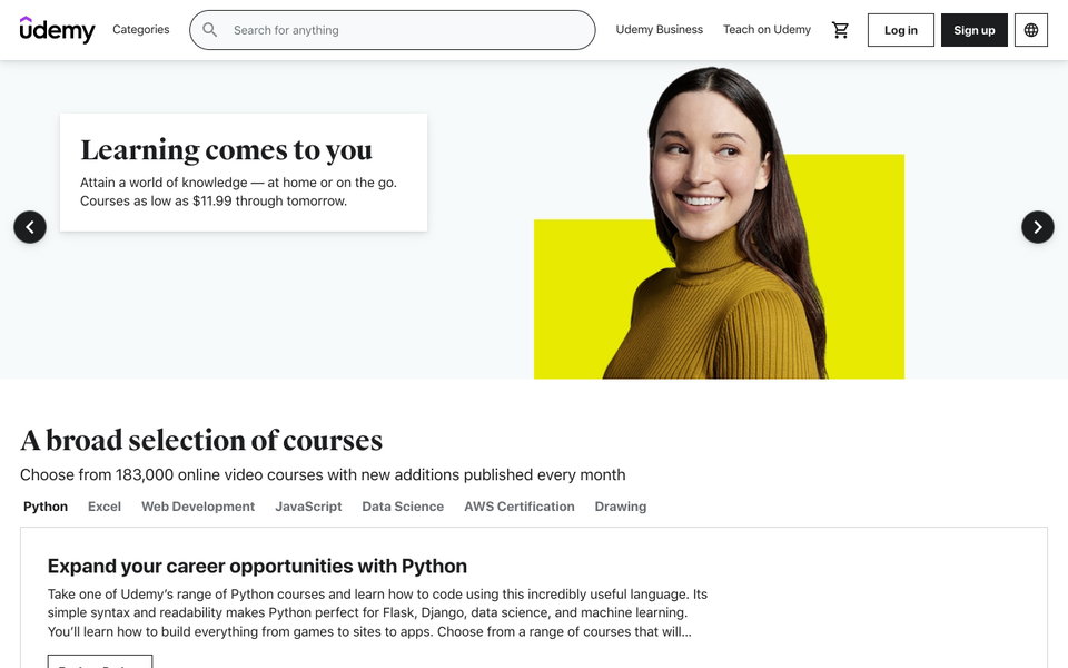 Udemy website