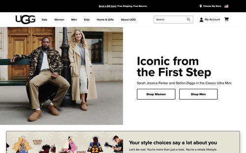 UGG website screenshot
