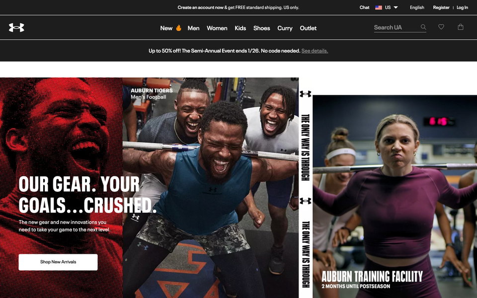 Under Armour website
