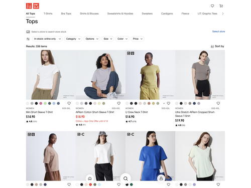 UNIQLO website screenshot