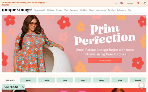 Unique Vintage website screenshot