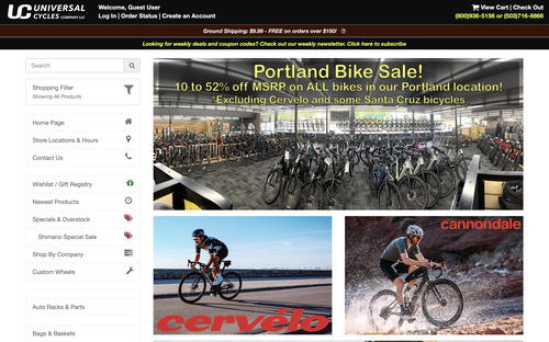 Universal Cycles website screenshot