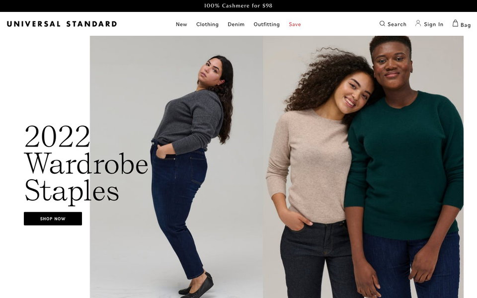 Universal Standard website