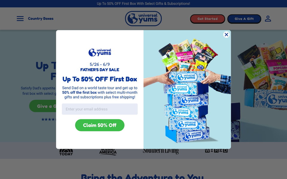 Universal Yums website