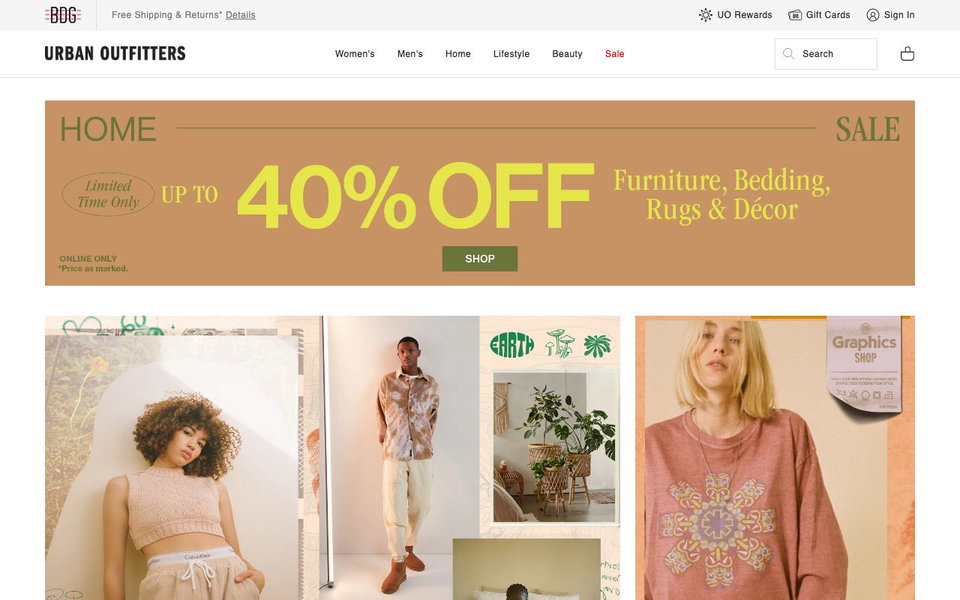 Urban Outfitters website