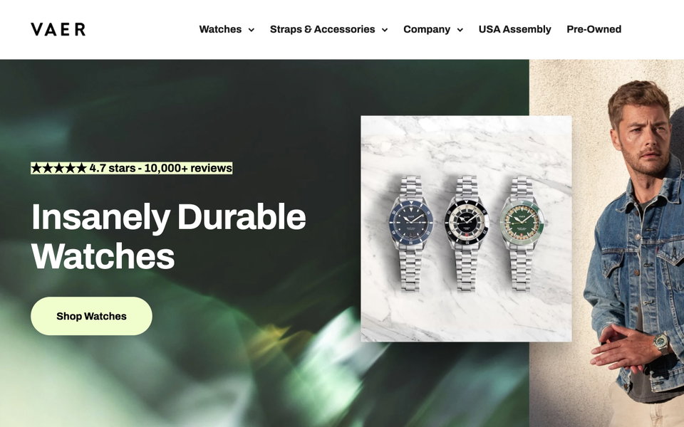 Vaer Watches website