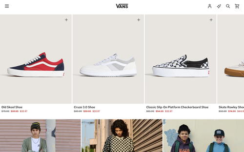 Vans website screenshot