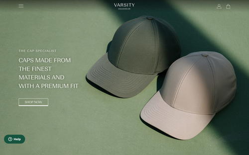 Varsity Headwear website screenshot