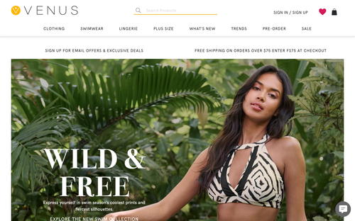 VENUS Fashion website screenshot