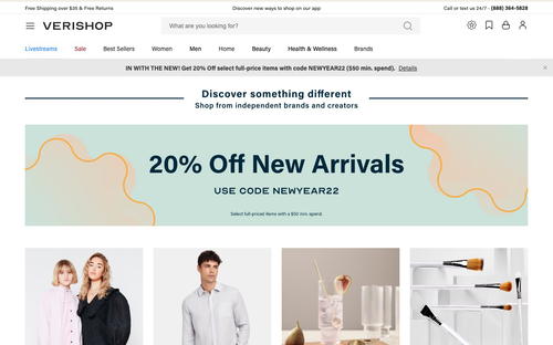 Verishop website screenshot