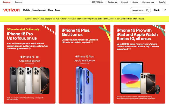 Verizon screenshot
