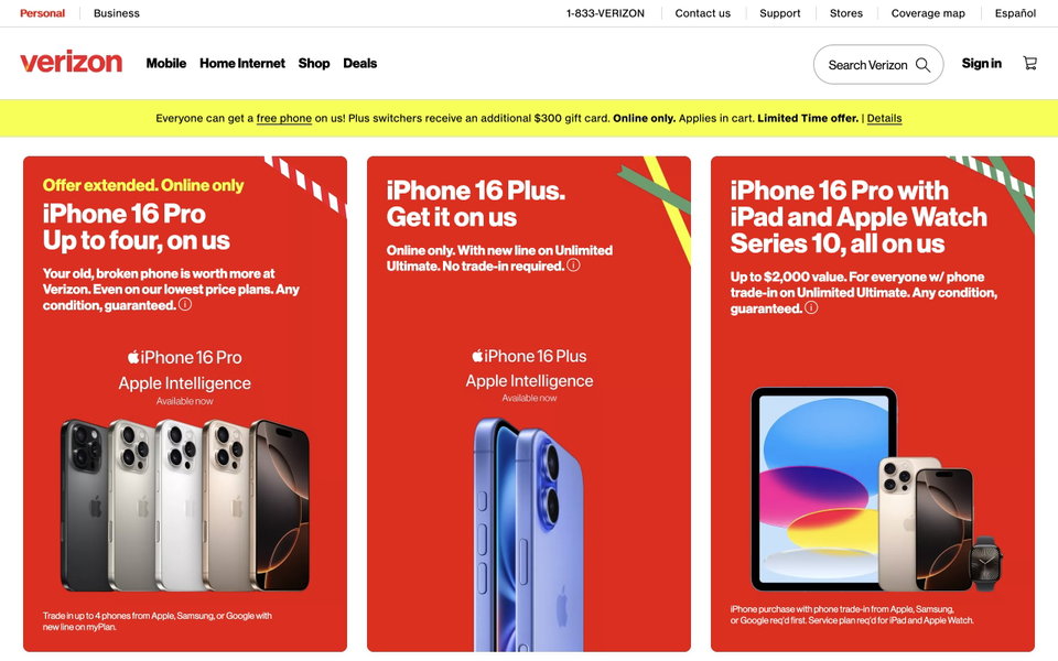 Verizon website