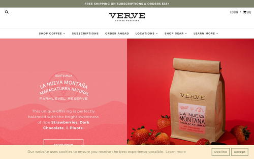 Verve Coffee Roasters website screenshot