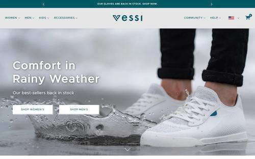 Vessi website screenshot