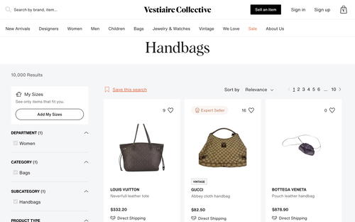 Vestiaire Collective website screenshot