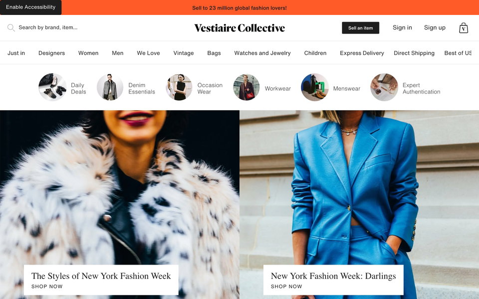 Vestiaire Collective website