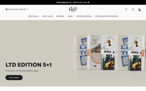 VICE Golf website screenshot