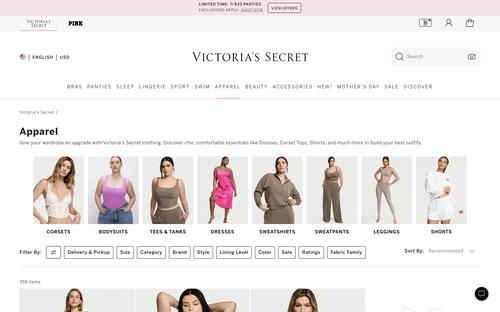 Victoria's Secret website screenshot