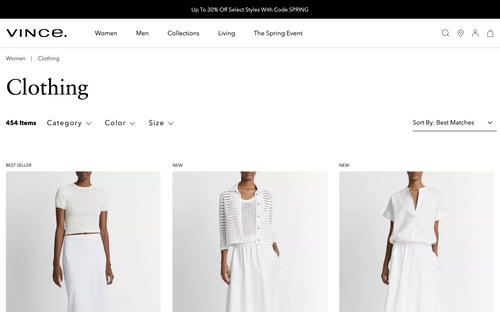 Vince website screenshot