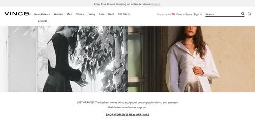 Vince website screenshot