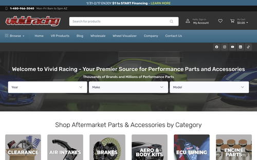 Vivid Racing website screenshot