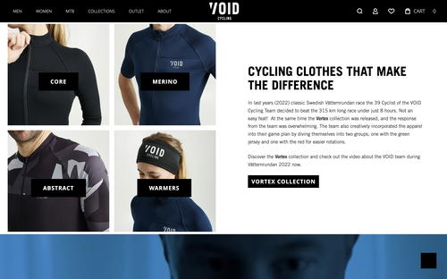 Void Cycling website screenshot