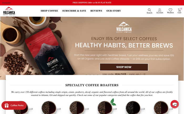 Volcanica Coffee screenshot