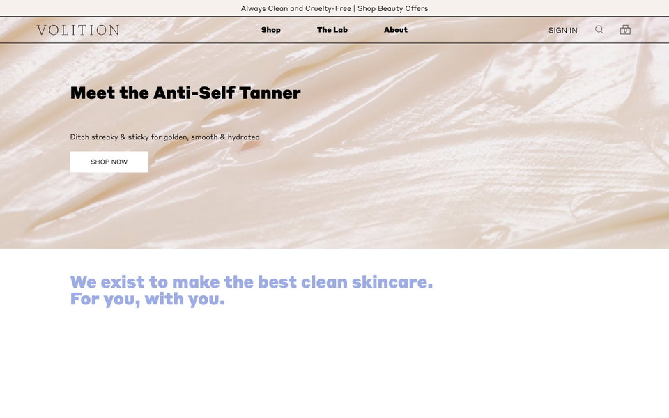 Volition Beauty website