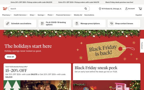 Walgreens website screenshot