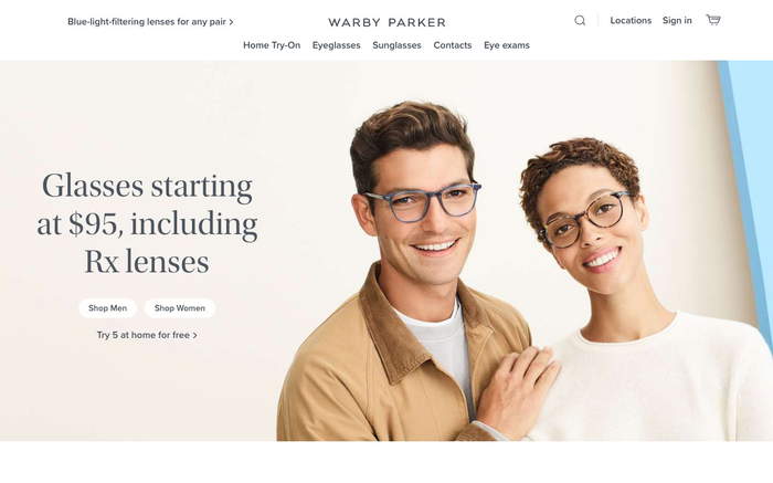 Warby Parker screenshot