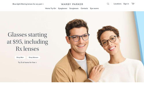 Warby Parker website screenshot