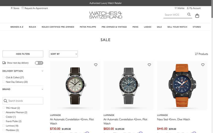 Watches of Switzerland on Shomp