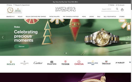 Watches of Switzerland website screenshot