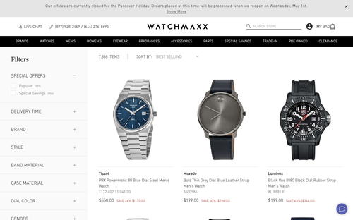 WatchMaxx.com website screenshot