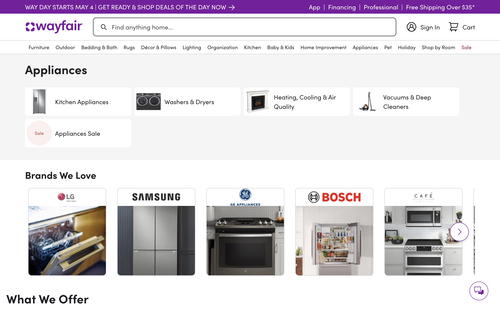 Wayfair website screenshot