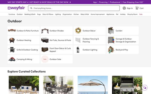 Wayfair website screenshot