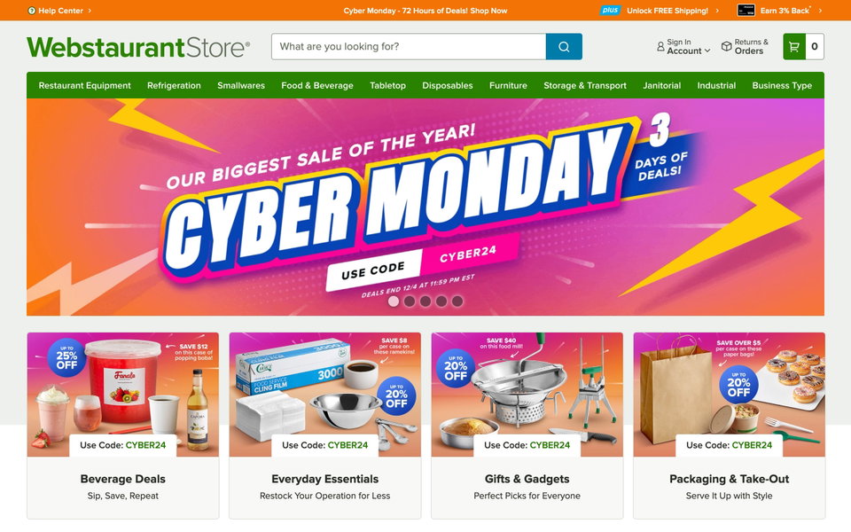 WebstaurantStore website