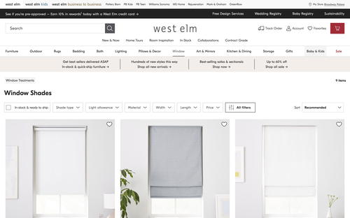 west elm website screenshot