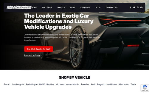 Wheels Boutique website screenshot