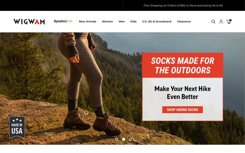 Wigwam Socks website